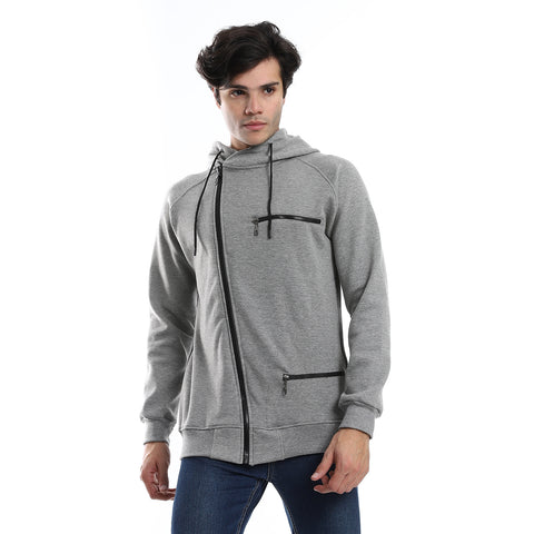 Mens Front Pockets Zipped Hoodie