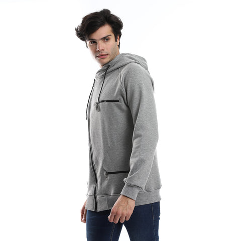 Mens Front Pockets Zipped Hoodie