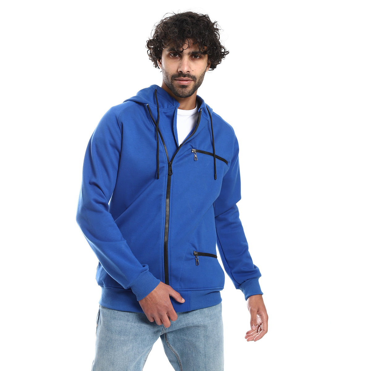 Mens Front Pockets Zipped Hoodie