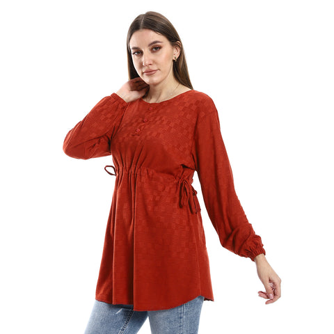 Women's Blouse with Long Sleeve Camel