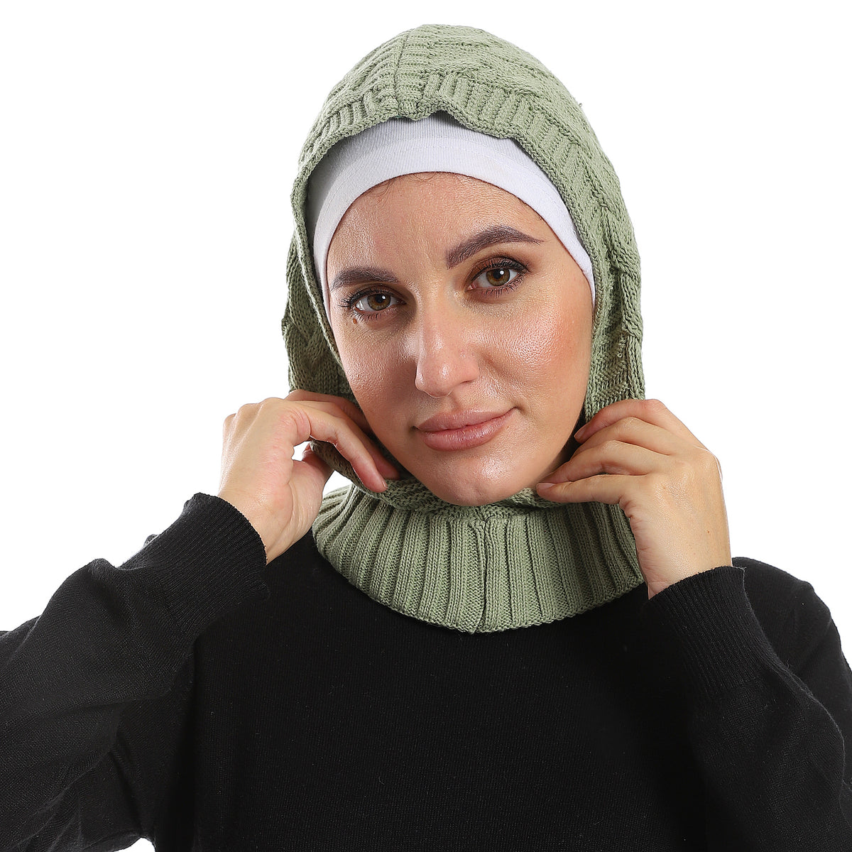 Women Wool Scarves-mentgreen