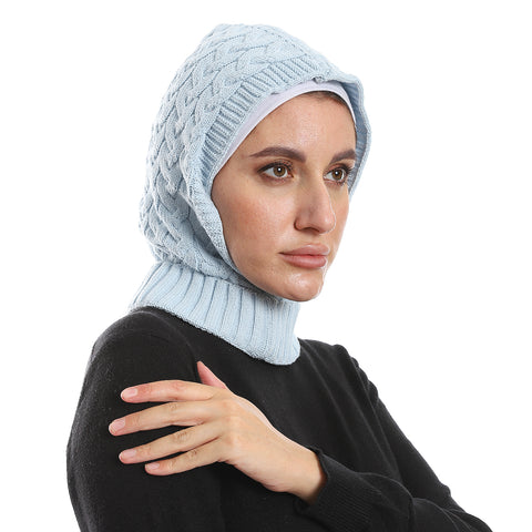 Women Wool Scarves-skyblue