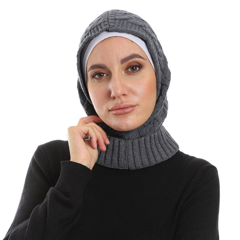 Women Wool Scarves-Darkgrey