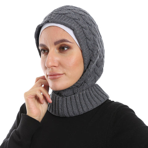 Women Wool Scarves-Darkgrey