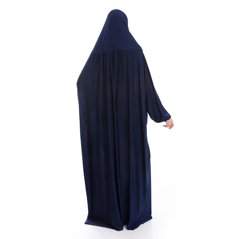 Plain- Isdal Prayer With Attached Head Scarf-blue