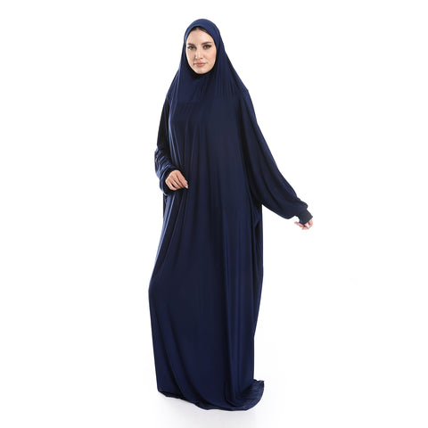 Plain- Isdal Prayer With Attached Head Scarf-blue