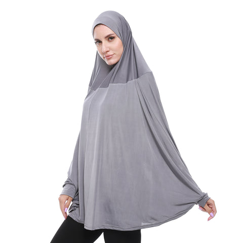 Plain Prayer Veil For Women  With Long Sleeves-grey