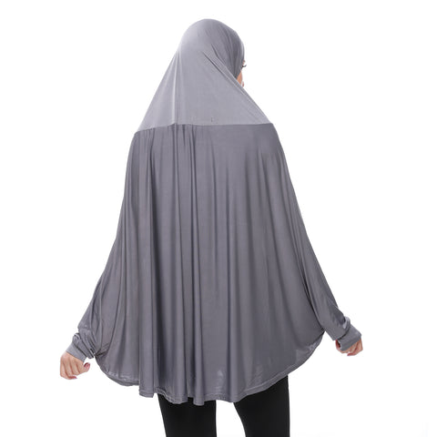 Plain Prayer Veil For Women  With Long Sleeves-grey