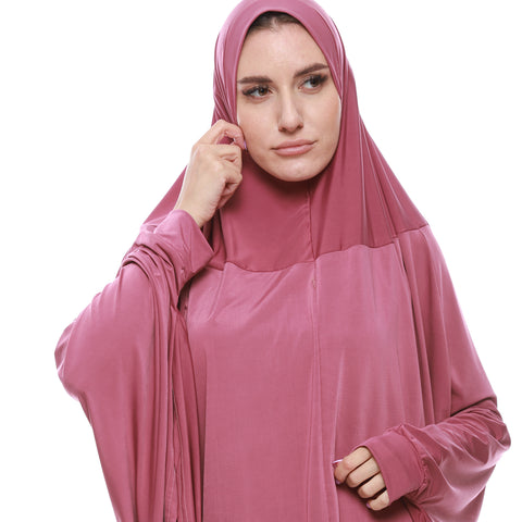 Plain- Prayer Veil For  Women With Long Sleeves-Darkpink