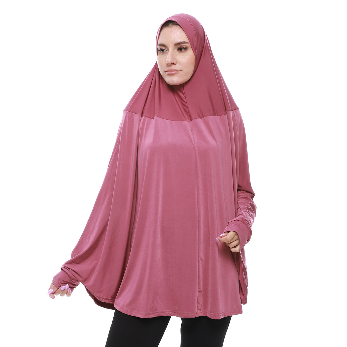 Plain- Prayer Veil For  Women With Long Sleeves-Darkpink