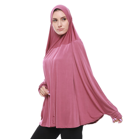 Plain- Prayer Veil For  Women With Long Sleeves-Darkpink