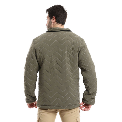 Mens Capotene Lining Jacket With Zipper-Darkgreen