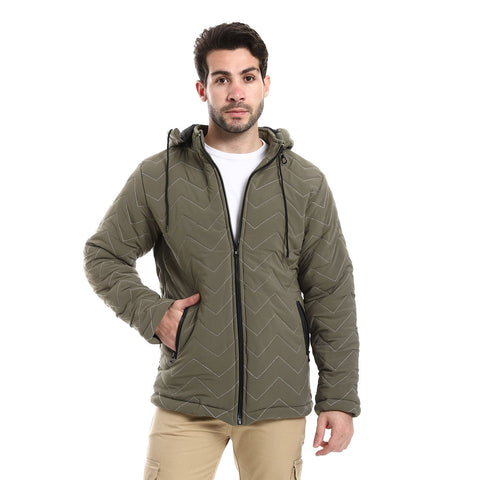 Mens Capotene Lining Jacket With Zipper-Darkgreen