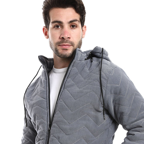 Mens Capotene Lining Jacket With Zipper-grey