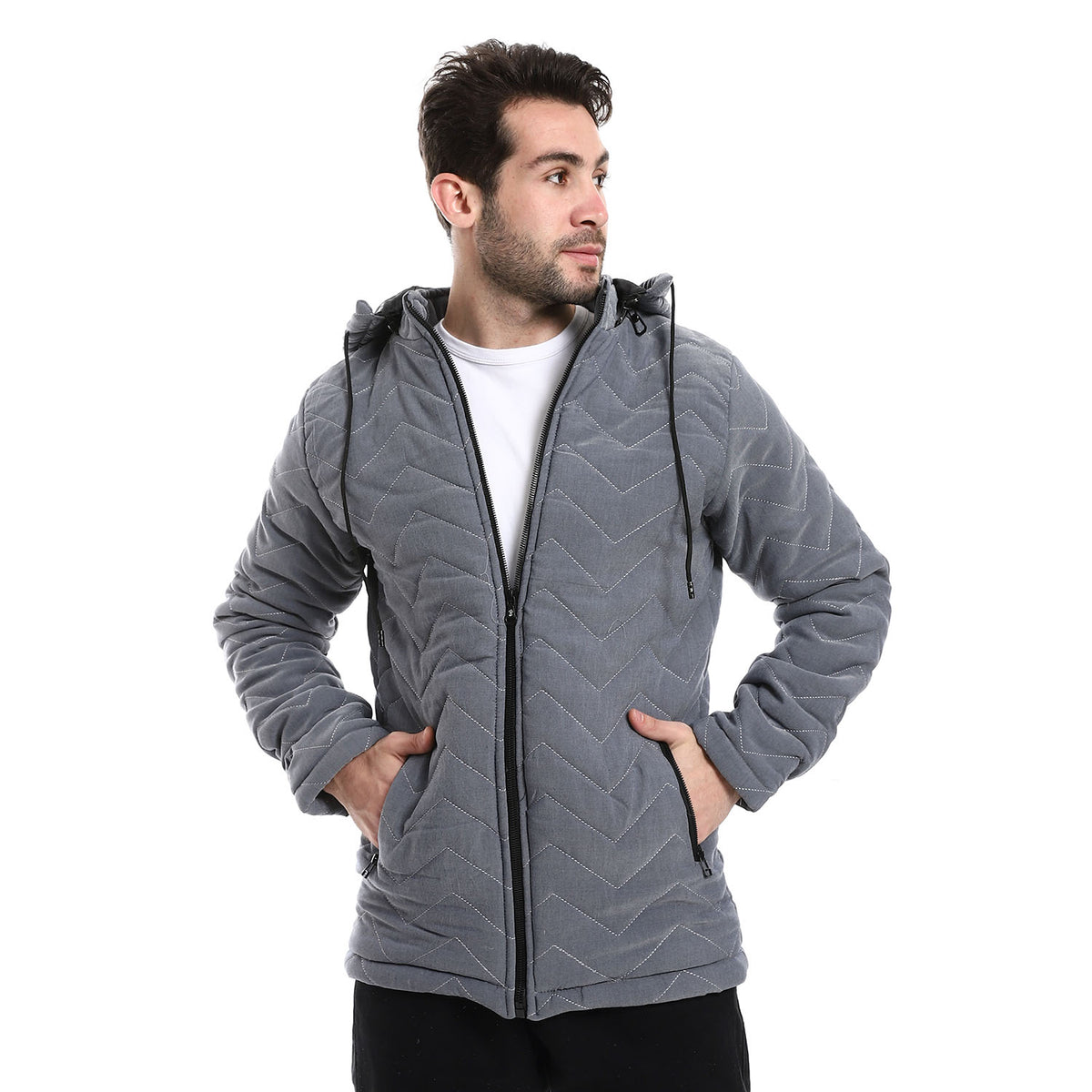 Mens Capotene Lining Jacket With Zipper-grey