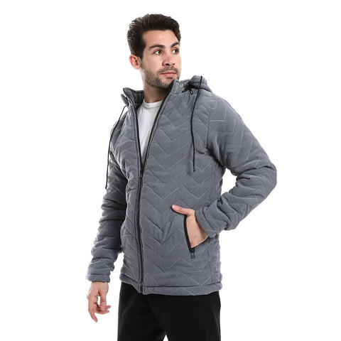 Mens Capotene Lining Jacket With Zipper-grey