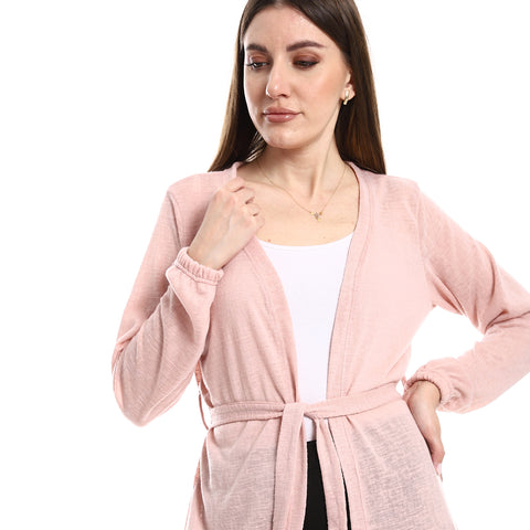 Open Neckline Cardigan Pink