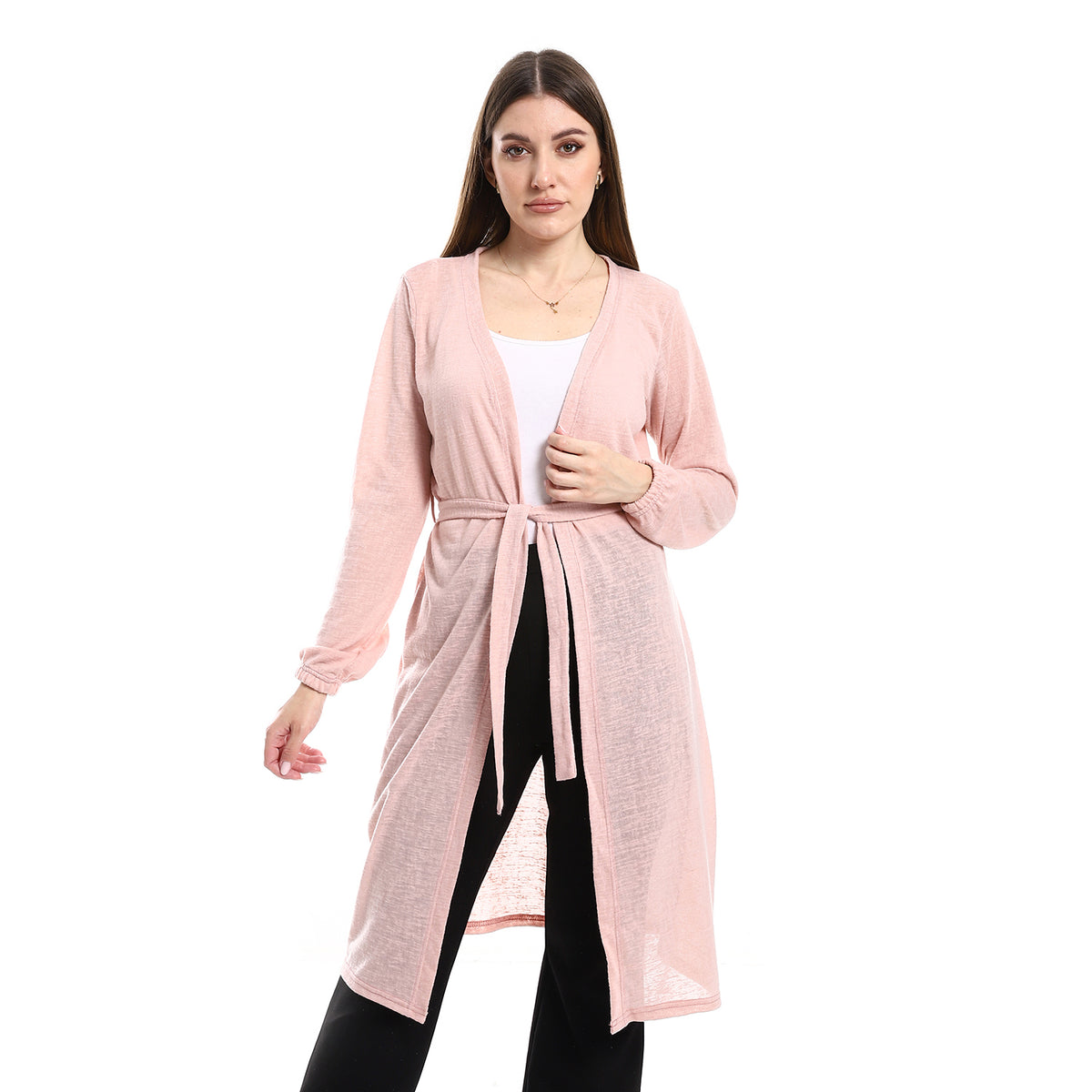 Open Neckline Cardigan Pink