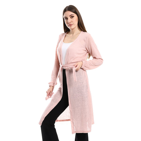 Open Neckline Cardigan Pink