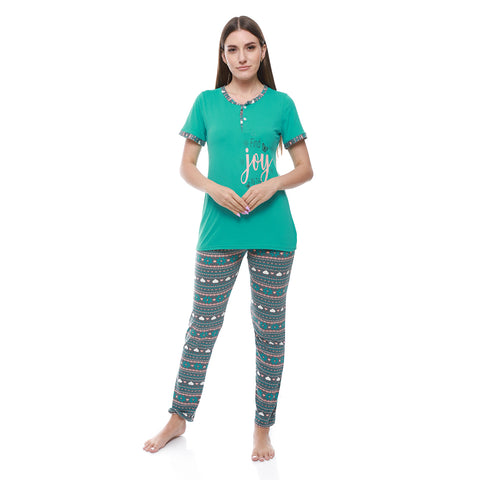 Women Pajama Set With Half Sleeves and Printed find Joy