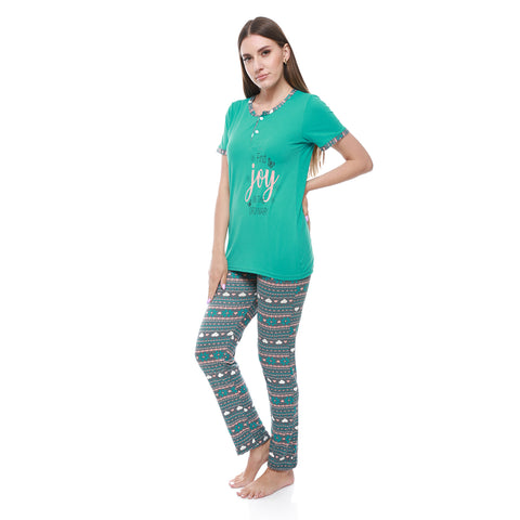 Women Pajama Set With Half Sleeves and Printed find Joy