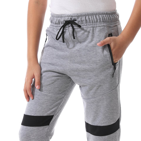 Boy's Elastic Waist Sweatpants Side Zipper