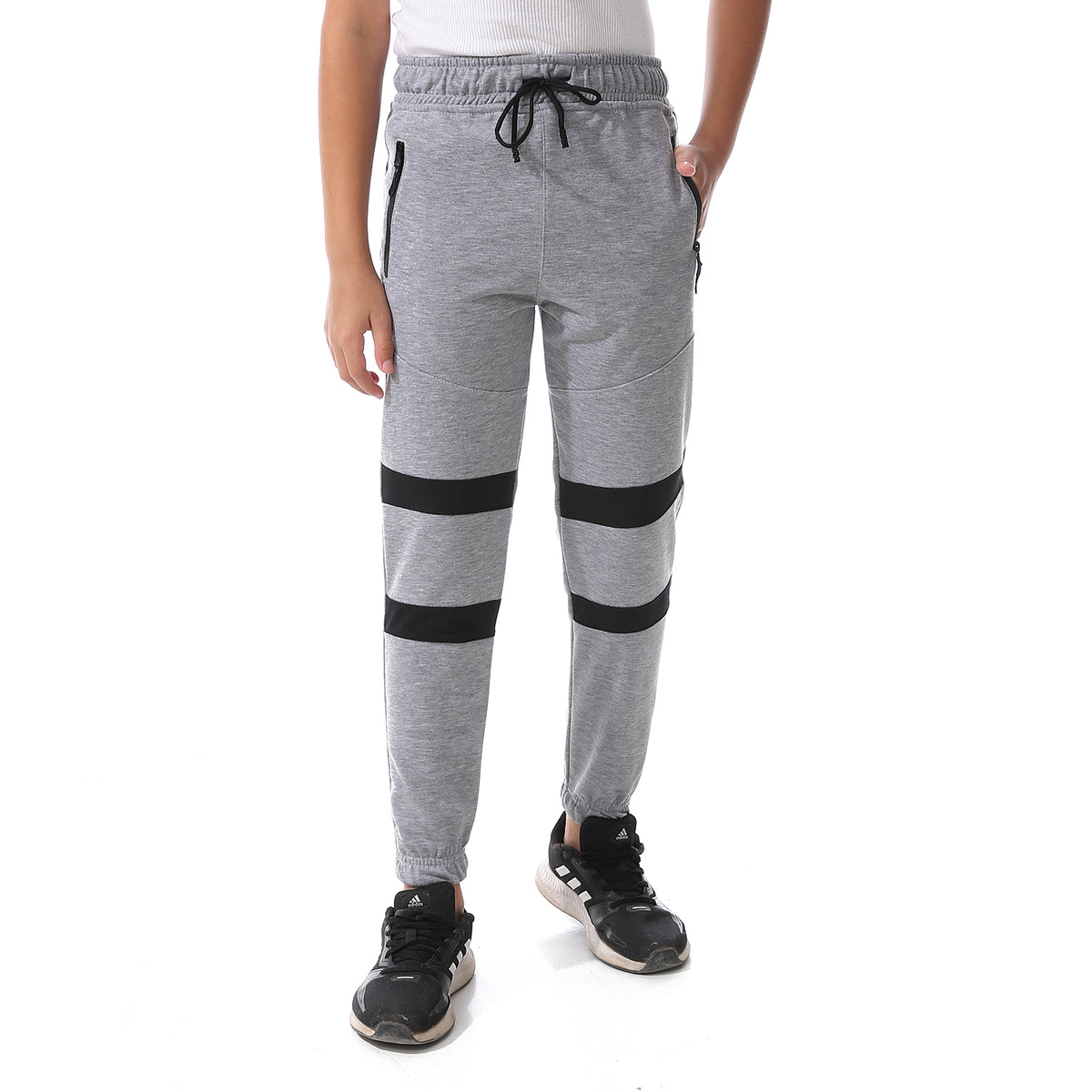 Boy's Elastic Waist Sweatpants Side Zipper