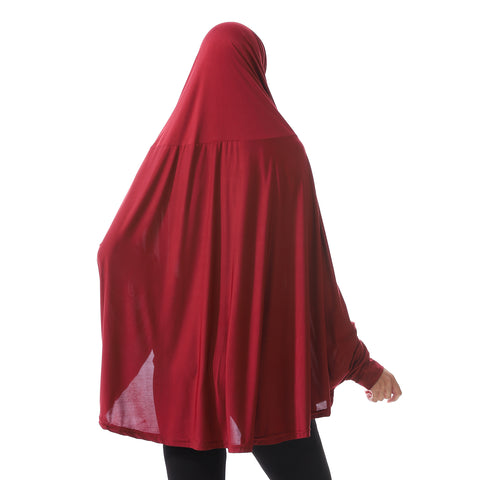 Plain -Prayer Veil For Women With Long Sleeves-Burgundy