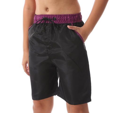 Boys -Swim Short With Multi Design-black