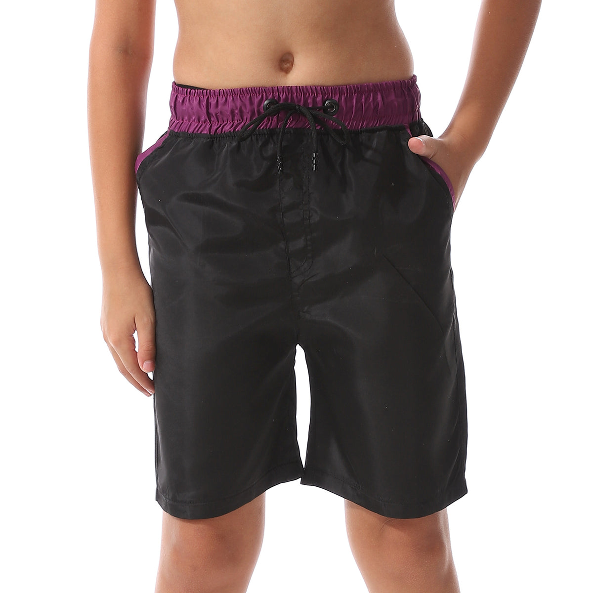 Boys -Swim Short With Multi Design-black