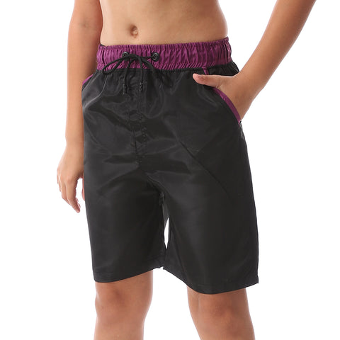 Boys -Swim Short With Multi Design-black