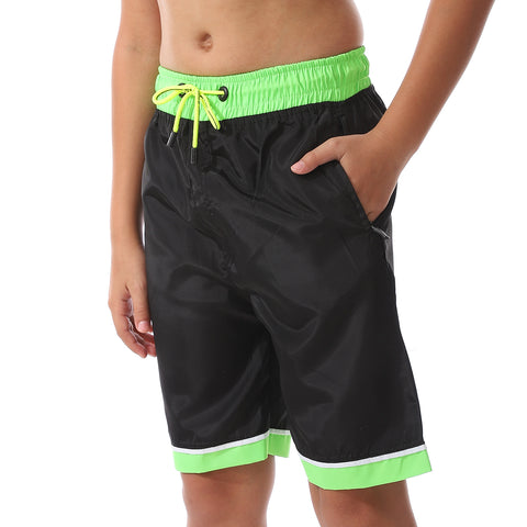 Boys -Swim Short With Multi Design-black