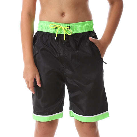 Boys -Swim Short With Multi Design-black