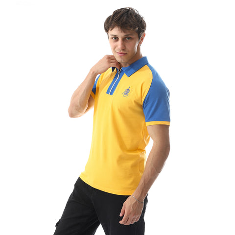 Pique Polo Shirt with Classic Collar and Zipper