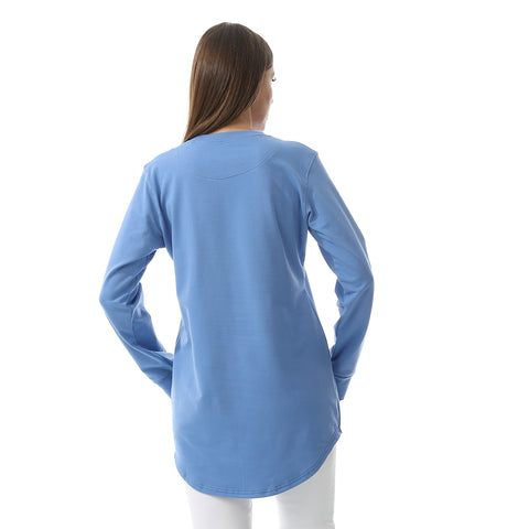 Women Embroidery T- Shirt With Long Sleeves And Round Neck