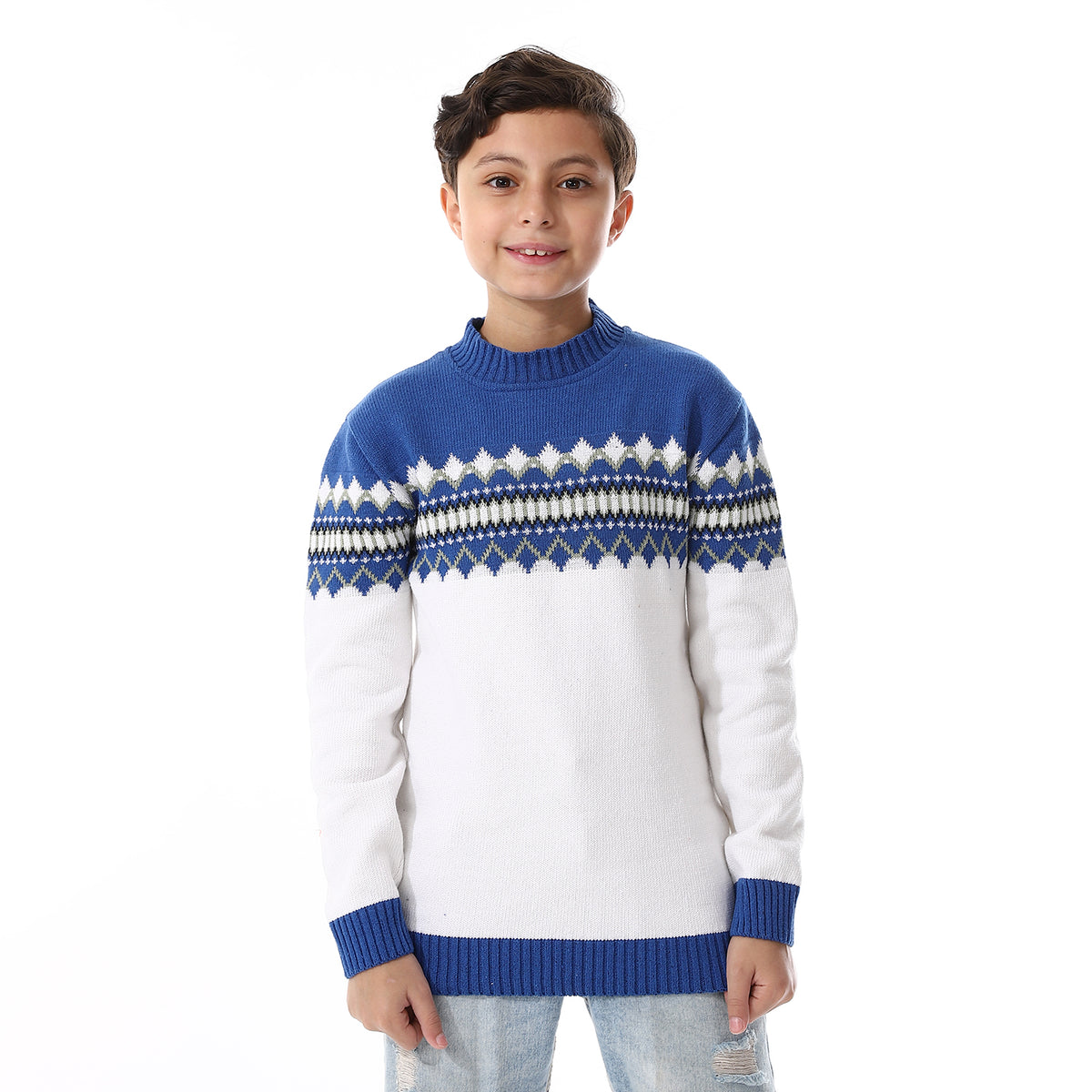 Wool Boys Pullover With Multi Design