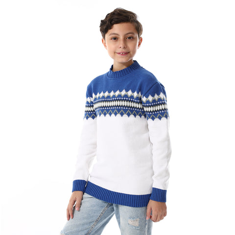 Wool Boys Pullover With Multi Design