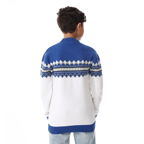 Wool Boys Pullover With Multi Design