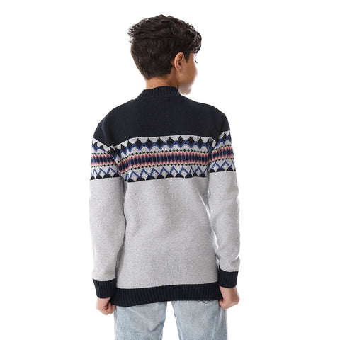 Wool Boys Pullover With Multi Design