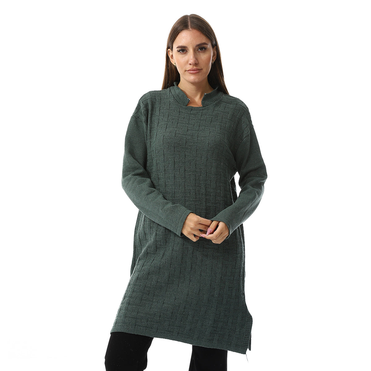 Women Casual Wool Long Pullover.