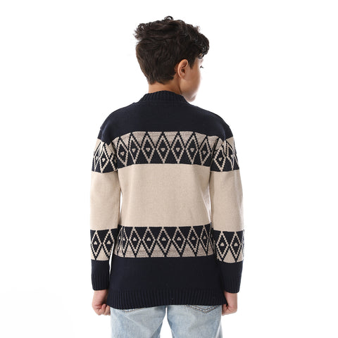 Wool Boys Pullover With Multi Design