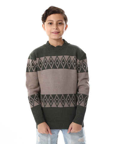 Boys' wool Pullover with Multi Design