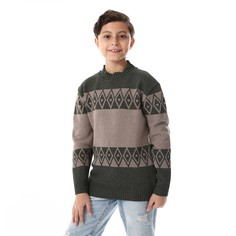 Boys' wool Pullover with Multi Design