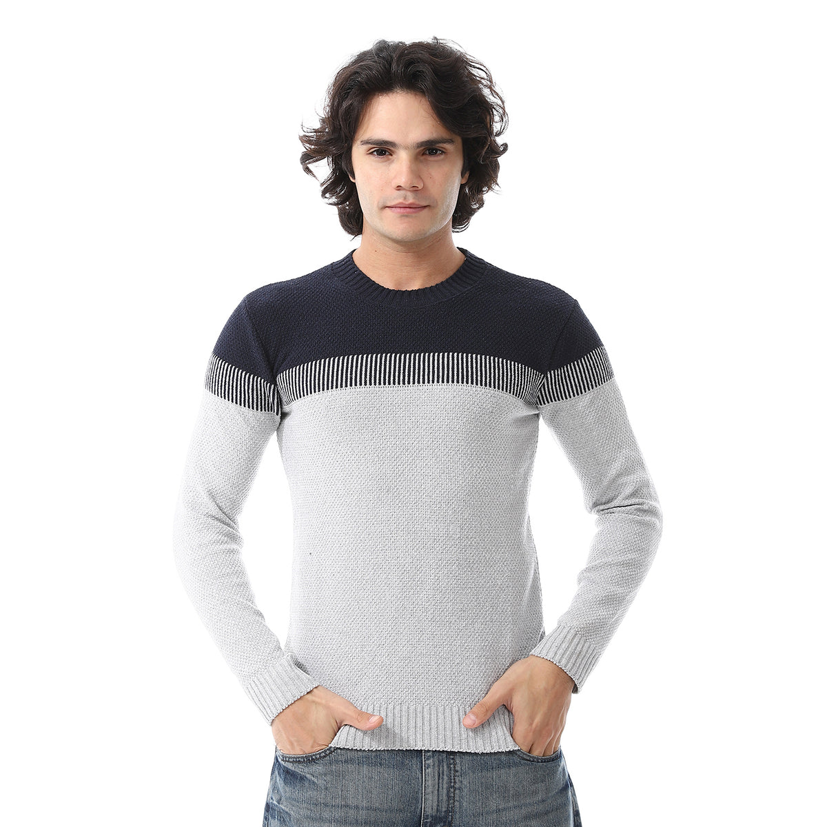 Wool Men Pullover With Multi Design