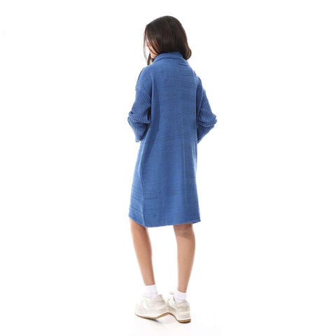 Women Long Wool Pullover With High Neck