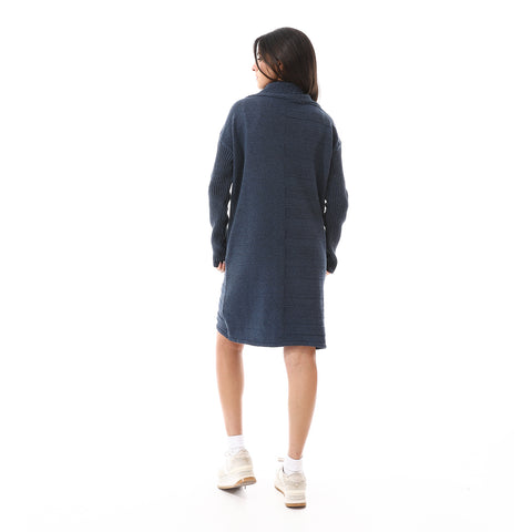 Women Long Wool Pullover With High Neck