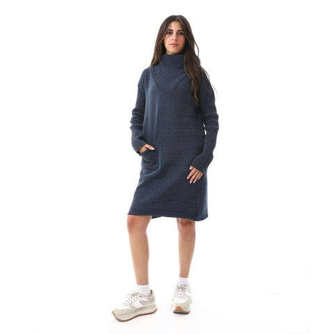 Women Long Wool Pullover With High Neck