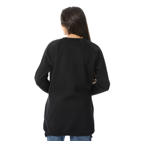 Women Long Closed Hoodie With Side Pockets