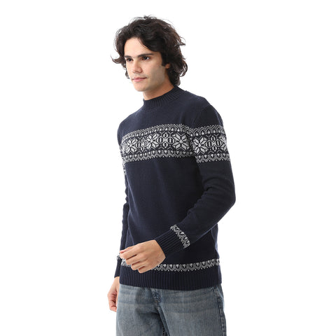 Wool Men Pullover With Multi Design