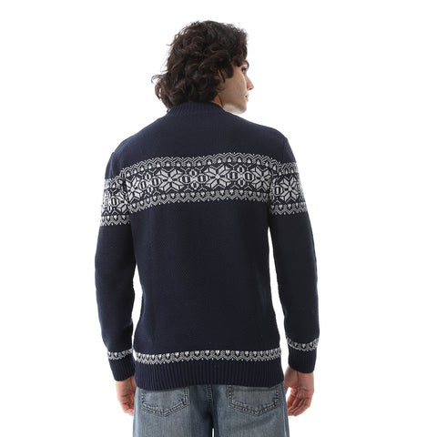 Wool Men Pullover With Multi Design